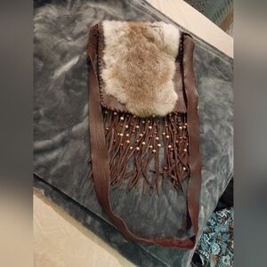 Real fur saddle satchel bag